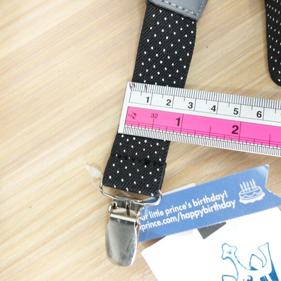Suspender Boy Black Y Back Polka Dots Clip On Adjustable Stretch LITTLEST PRINCE - Picture 7 of 8